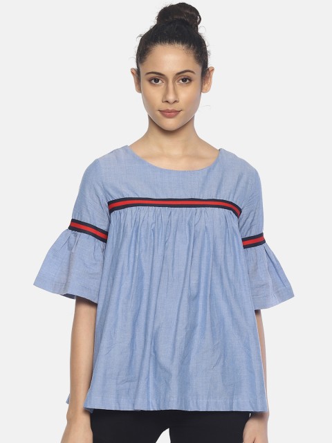 

AARA Women Blue Solid Top