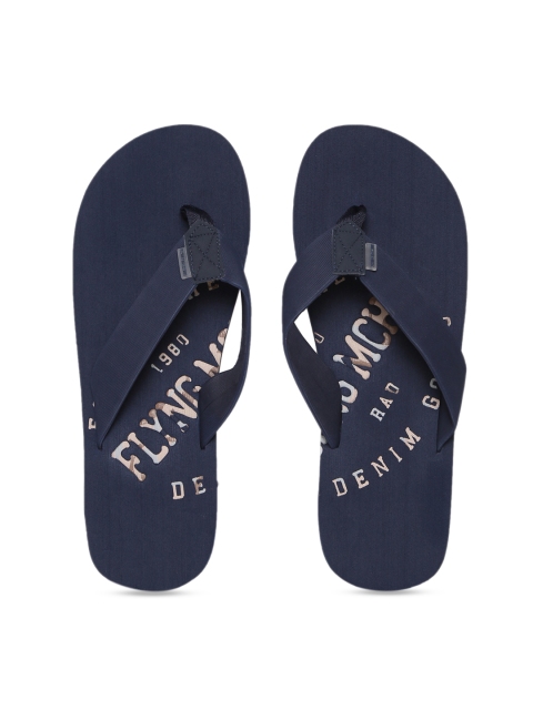 

Flying Machine Men Navy Blue Printed Thong Flip-Flops