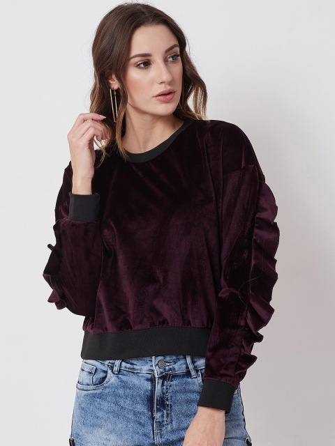 

Nun Women Burgundy Solid Pullover Sweatshirt