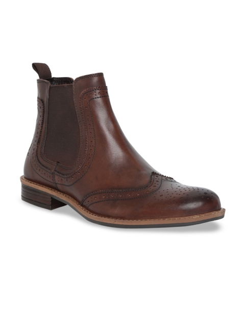 

U.S. Polo Assn. Men Brown Perforations Leather High-Top Flat Boots
