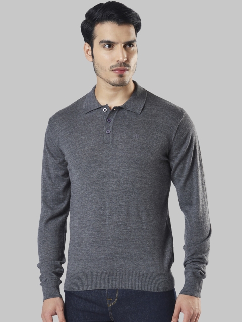 

Raymond Men Grey Melange Solid Sweater