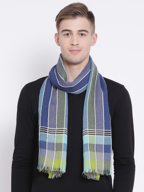 

SHINGORA Men Blue & Green Striped Muffler