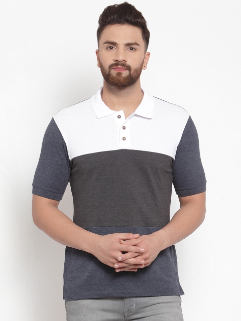 

Kalt Men Blue Colourblocked Polo Collar T-shirt