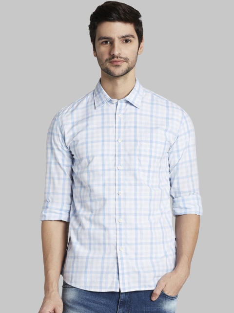 

Parx Men Blue & Off-White Slim Fit Checked Casual Shirt
