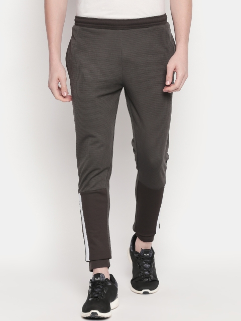 

FiTZ Men Olive Brown Self-Design Slim Fit Track Pants