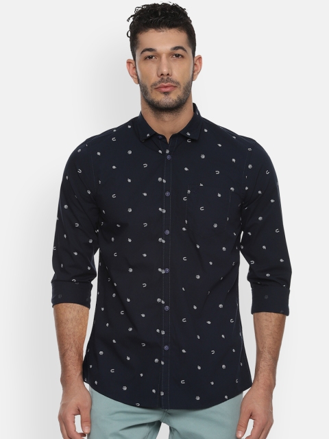

Solly Jeans Co. Men Navy Blue Regular Fit Printed Casual Shirt