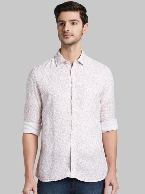 

Parx Men White & Orange Slim Fit Printed Casual Shirt