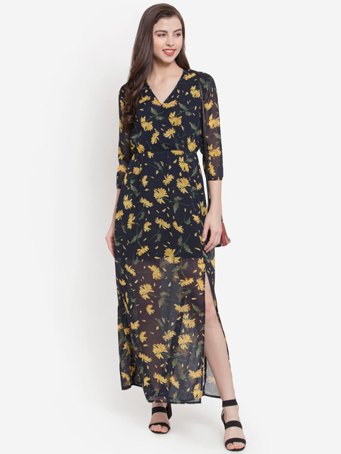 

Martini Women Navy Blue Floral Printed Maxi Dress