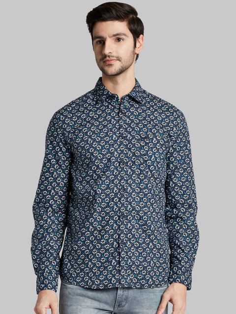

Parx Men Blue & White Slim Fit Printed Casual Shirt