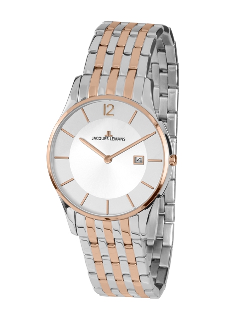 

Jacques Lemans Men Silver-Toned & White Analogue Watch 1-1852C