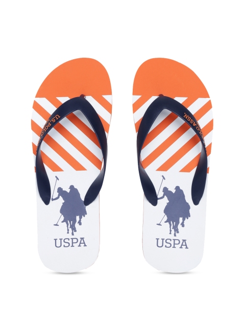 

U.S. Polo Assn. Men Navy & Orange Printed Thong Flip-Flops, Navy blue