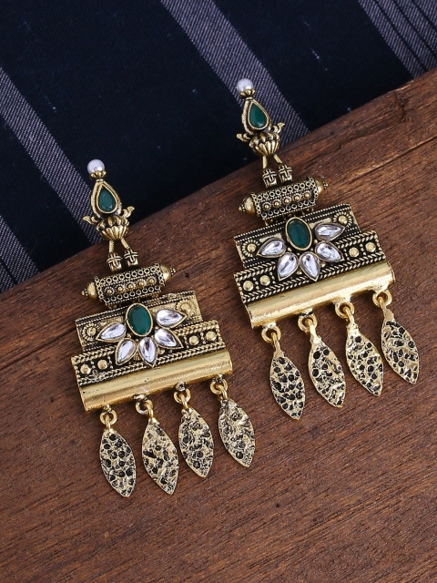 

Voylla Gold-Toned Contemporary Drop Earrings