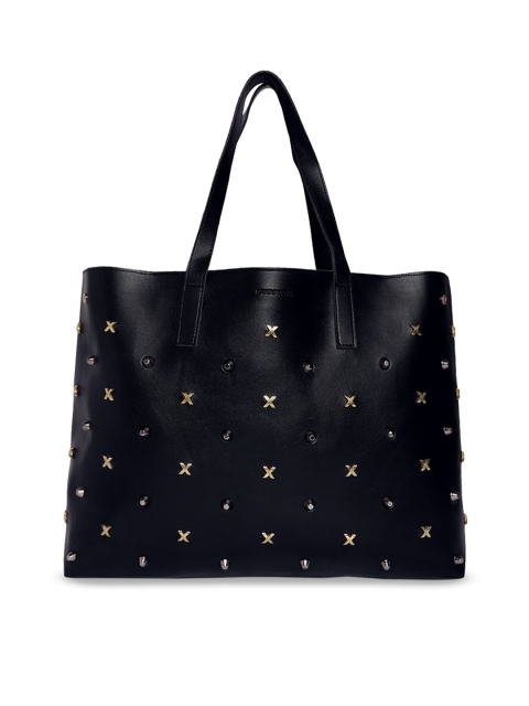 

Kanvas Katha Black & Gold-Toned Embellished Leather Shoulder Bag