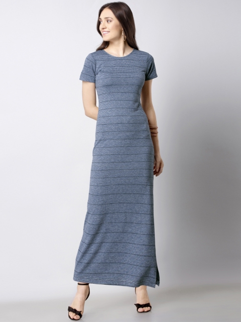 

FabAlley Women Striped Blue Maxi Dress