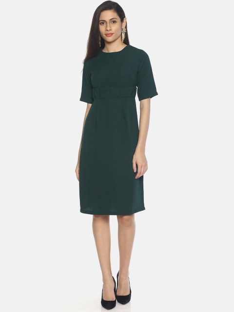 

AARA Women Solid Green A-Line Dress
