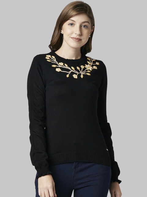 

Park Avenue Woman Women Black & Yellow Solid Sweater
