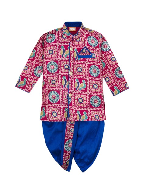 

KID1 Boys Pink & Blue Printed Kurta with Dhoti Pants