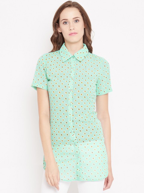 

PANIT Women Green & Yellow Slim Fit Printed Casual Shirt