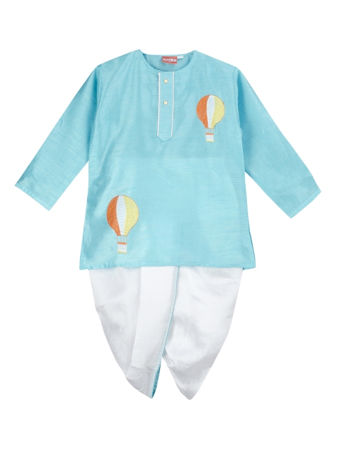 

KID1 Boys Turquoise Blue Solid Kurta with Dhoti Pants