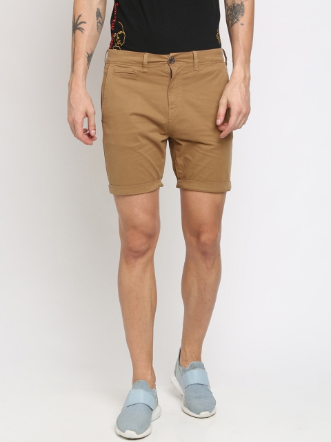 

Breakbounce Men Brown Solid Slim Fit Regular Shorts