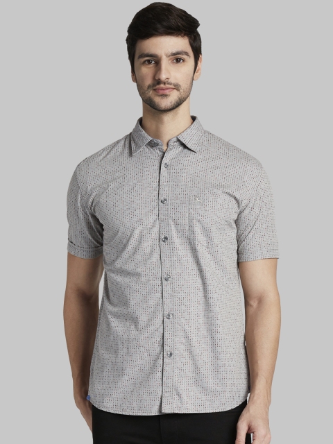 

Parx Men Grey & Red Slim Fit Printed Casual Shirt