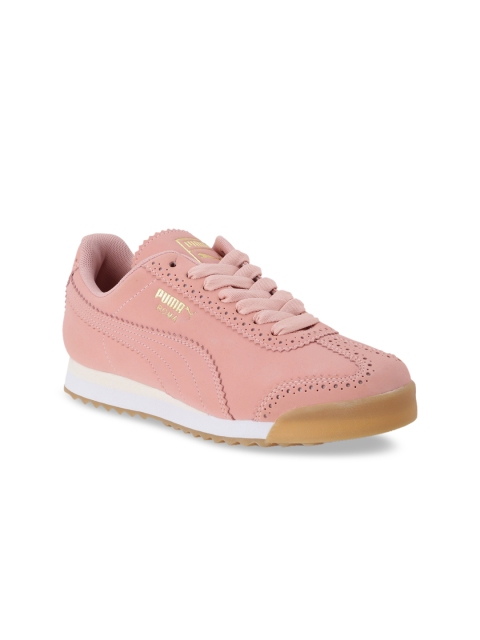 

Puma Women Pink Roma Brogue Nubuck Sneakers, Peach