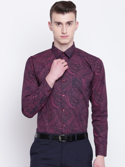 

Hancock Men Navy Blue & Pink Slim Fit Printed Formal Shirt