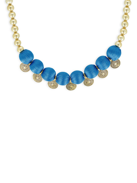 

AKSHARA Girls Blue & Gold-Toned Synthetic Handcrafted Necklace