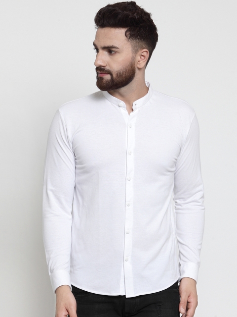 

WILD WEST Men White Regular Fit Solid Casual Shirt