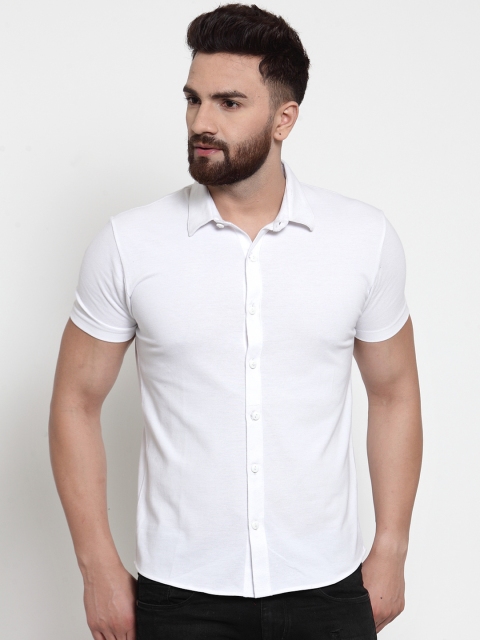 

WILD WEST Men White Regular Fit Solid Casual Shirt