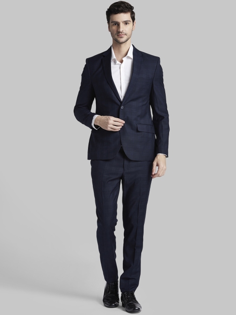 

Parx Men Blue Single-Breasted Checked Formal Suit
