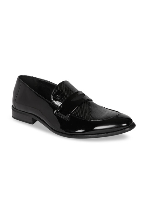 

Arrow Men Black Solid Leather Penny Loafers