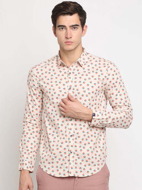 

Breakbounce Men Beige Slim Fit Printed Casual Shirt