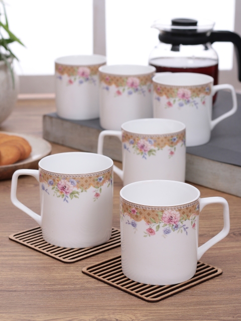 

CLAY CRAFT White Set of 6 Printed Bone China Cups Set