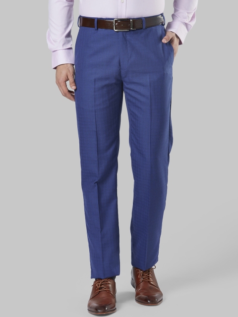 

Raymond Men Blue Regular Fit Solid Formal Trousers
