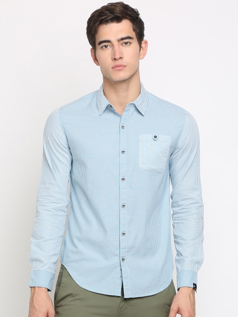 

Breakbounce Men Blue & White Slim Fit Checked Casual Shirt