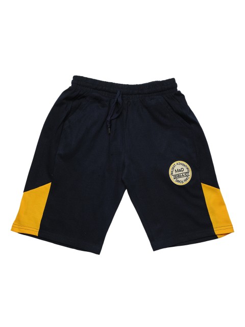 

TINY HUG Boys Navy Blue & Yellow Colourblocked Regular Fit Regular Shorts