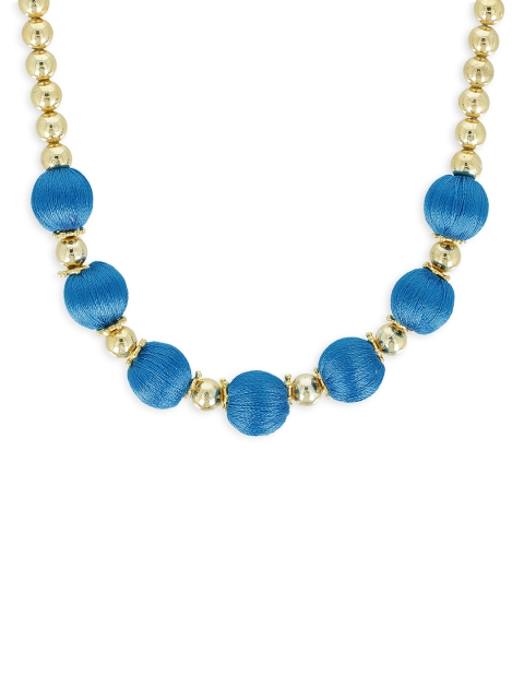 

AKSHARA Girls Blue & Gold-Toned Synthetic Handcrafted Necklace