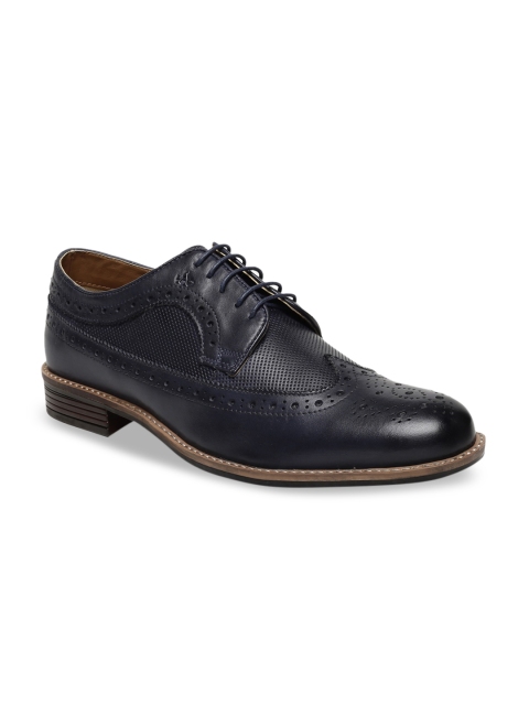 

Arrow Men Navy Blue Textured Leather Brogues