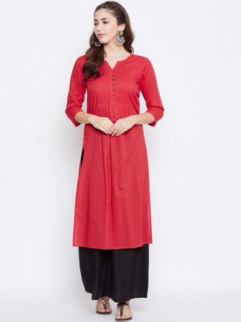 

Prakhya Women Red Solid Straight Kurta