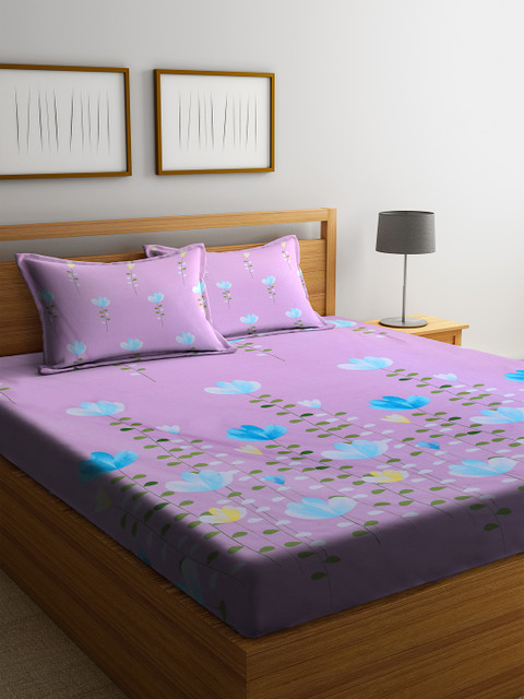 

Cortina Pink & Blue Ethnic Motifs 200 TC Cotton 1 Queen Bedsheet with 2 Pillow Covers