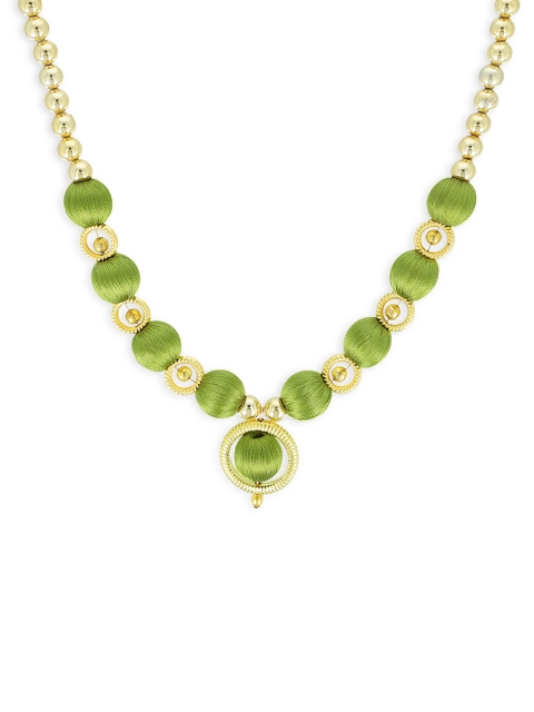 

AKSHARA Girls Green & Gold-Toned Synthetic Handcrafted Necklace