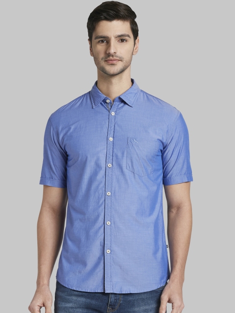 

Parx Men Blue Slim Fit Solid Casual Shirt