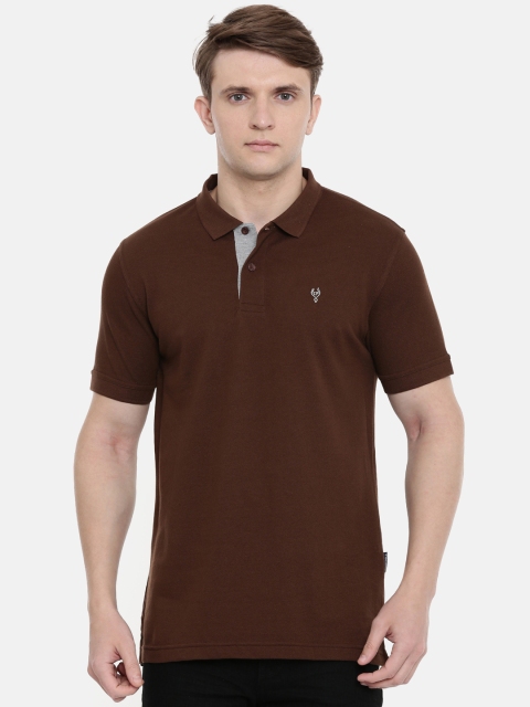 

Classic Polo Men Maroon Solid Polo Collar T-shirt