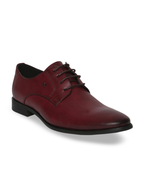 

Arrow Men Burgundy Solid Leather Formal Derbys