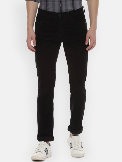 

Allen Solly Men Black Slim Fit Solid Corduroy Regular Trousers