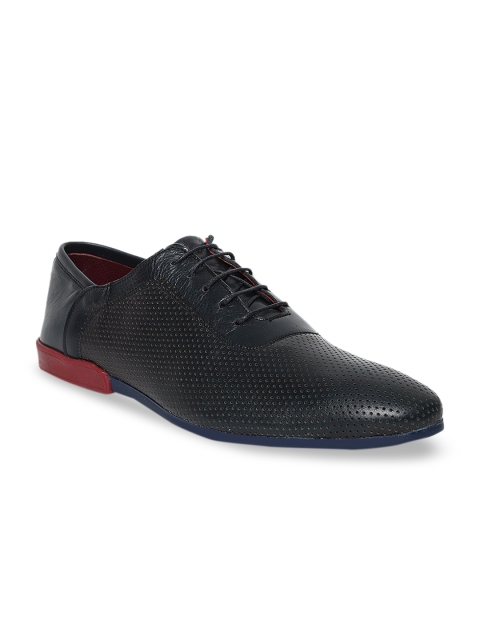 

JOE SHU Men Black Solid Leather Derbys
