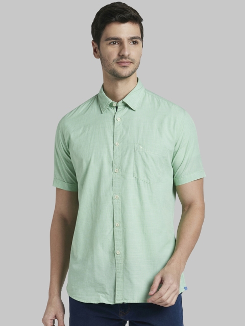 

Parx Men Green Slim Fit Checked Casual Shirt