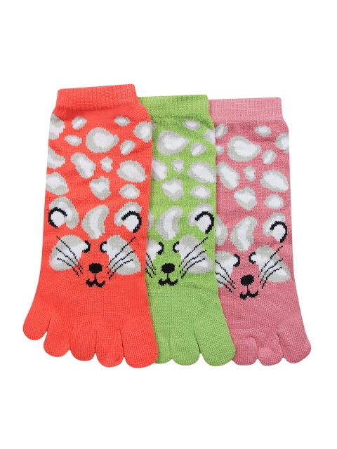 

Bonjour Women Pack of 3 Assorted Ankle-Length Patterned Five Fingers Socks