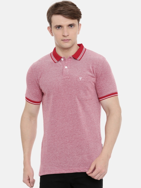 

Classic Polo Men Maroon Self Design Polo Collar T-shirt